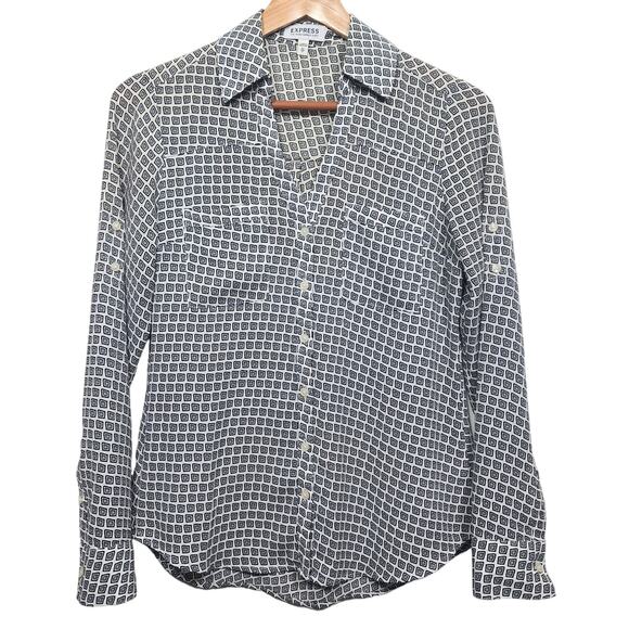 Women's Express Vneck Full Button Blouse Size XS - Picture 1 of 6